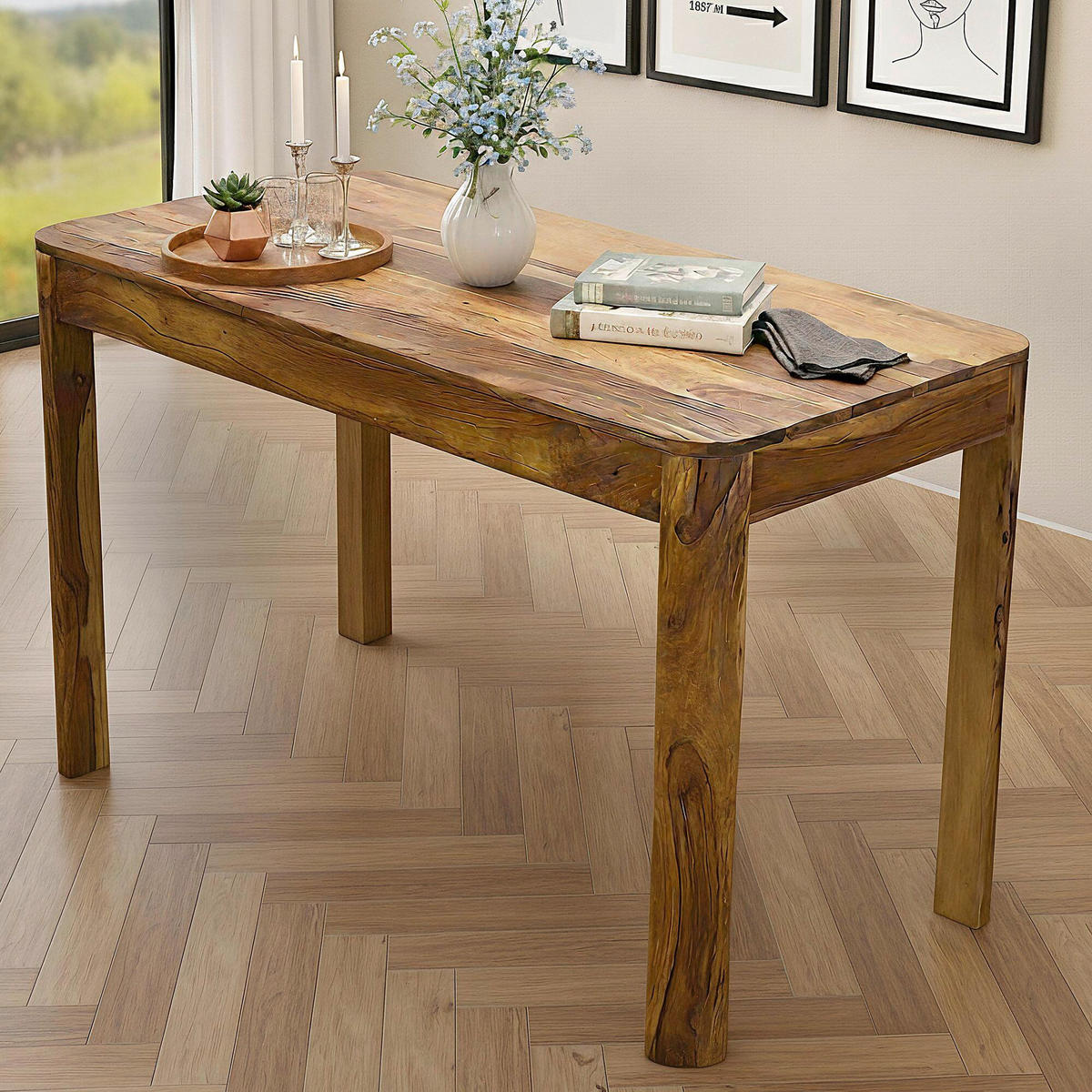 ESSTISCH 120/60/76 cm Echtholz  Holz rechteckig Braun  - Braun, Design, Holz (120/60/76cm) - MID.YOU