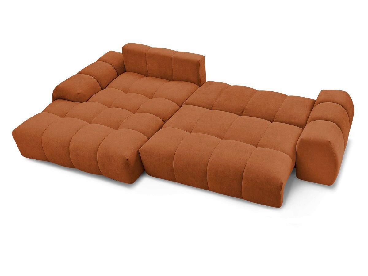 ECKSCHLAFSOFA EVEREST  mit Rücken echt, Armteil links, Armteil rechts Struktur Orange  - Schwarz/Orange, MODERN, Kunststoff/Textil (180/318cm) - Livetastic