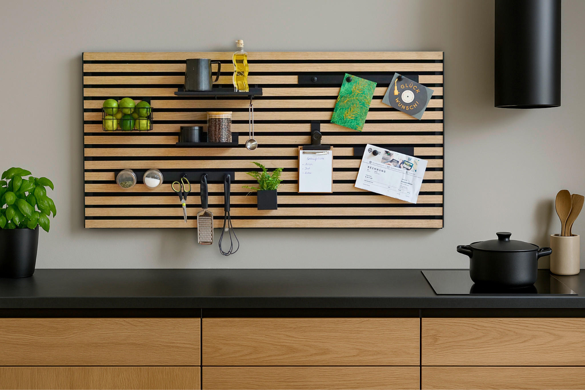 KÜCHEN-ORGANIZER-SET  - Schwarz/Braun, Basics, Holzwerkstoff/Metall (120/60/2cm)