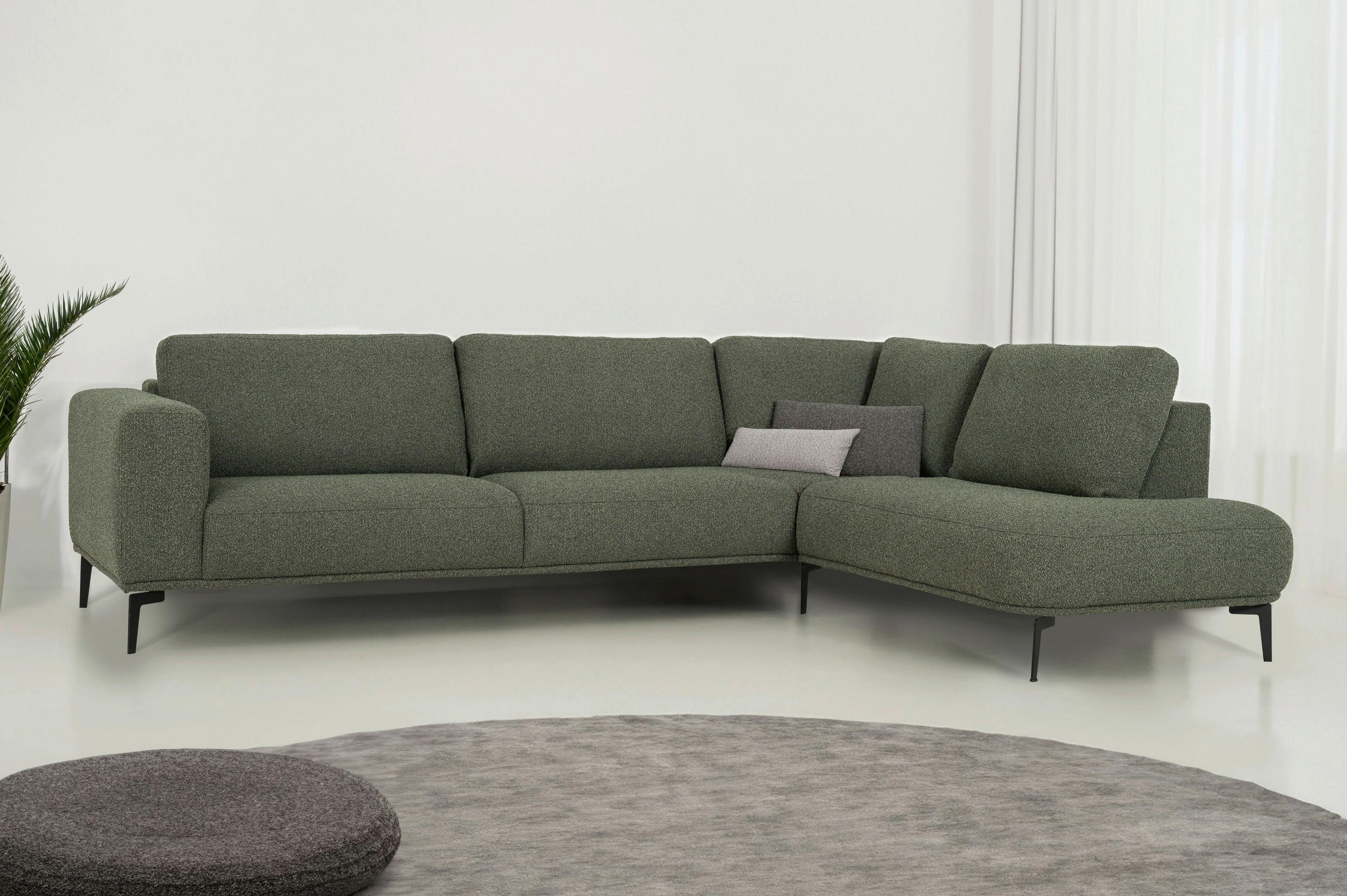 SOFFA i chenille grön  - grön/svart, Klassisk, metall/trä (397/213cm) - Pure Home Comfort