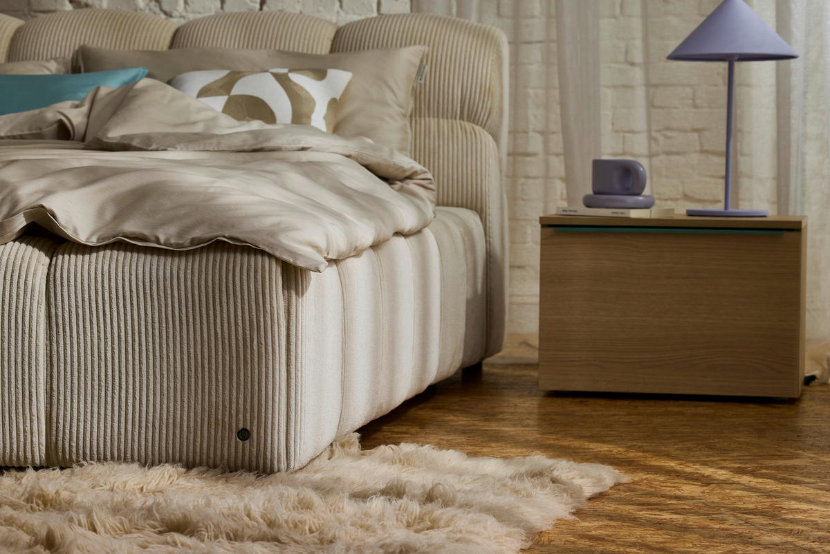 POLSTERBETT 140/200 cm,  in Beige,  - Beige/Schwarz, Design, Kunststoff/Textil (140/200cm) - Tom Tailor