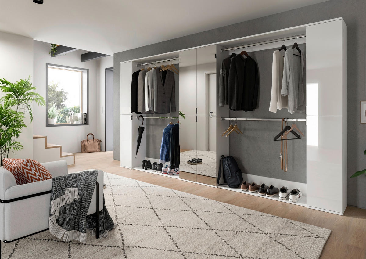 GARDEROBE  in 110/193/34 cm  - Weiß Hochglanz/Weiß, Design, Holzwerkstoff (110/193/34cm) - Livetastic