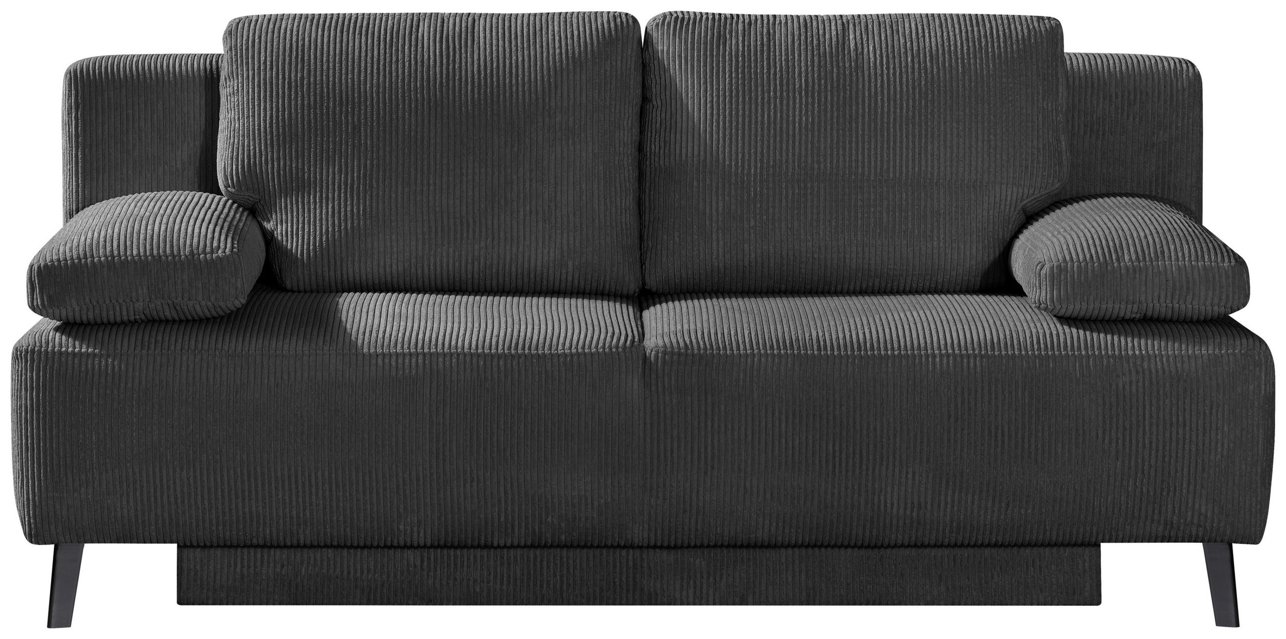 SCHLAFSOFA Cord Grau  - Schwarz/Grau, MODERN, Textil/Metall (197/92/88cm)