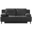 SCHLAFSOFA in Cord Grau  - Schwarz/Grau, MODERN, Textil/Metall (197/92/88cm) - Venda