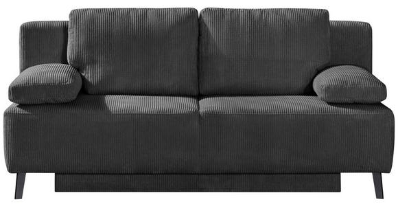 SCHLAFSOFA in Cord Grau - Schwarz/Grau, MODERN, Textil/Metall (197/92/88cm) - Venda