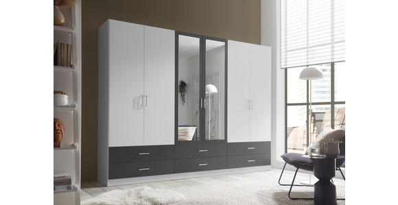 DREHTÜRENSCHRANK in Graphitfarben, Weiß - Alufarben/Graphitfarben, KONVENTIONELL, Glas/Holzwerkstoff (272/211/55cm) - Carryhome