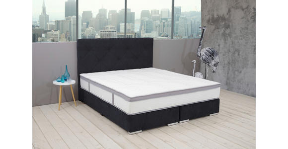BOXSPRINGBETT 180/200 cm  in Dunkelblau  - Chromfarben/Dunkelblau, KONVENTIONELL, Kunststoff/Textil (180/200cm) - Carryhome
