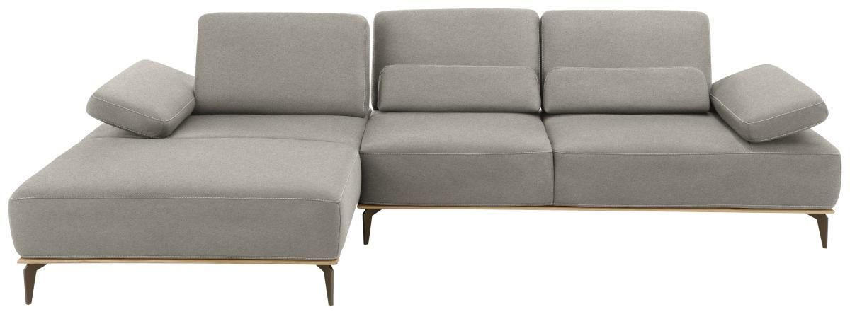 ECKSOFA Grau Mikrofaser  - Beige/Bronzefarben, Design, Textil/Metall (176/298cm) - Valnatura