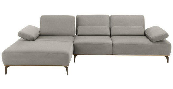 ECKSOFA in Mikrofaser Grau  - Beige/Bronzefarben, Design, Textil/Metall (176/298cm) - Valnatura