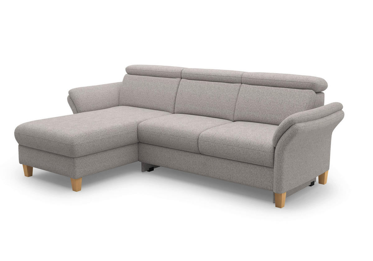 ECKSOFA GLENDALE E Silberfarben Chenille  - Eichefarben/Silberfarben, KONVENTIONELL, Holz/Textil (166/253cm) - Sit & More