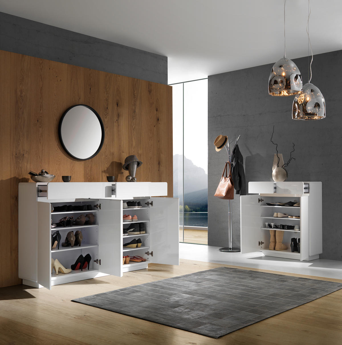 SCHUHSCHRANK Weiß, Edelstahlfarben  - Edelstahlfarben/Weiß, Design, Holzwerkstoff/Metall (80/104,5/34,5cm) - Xora