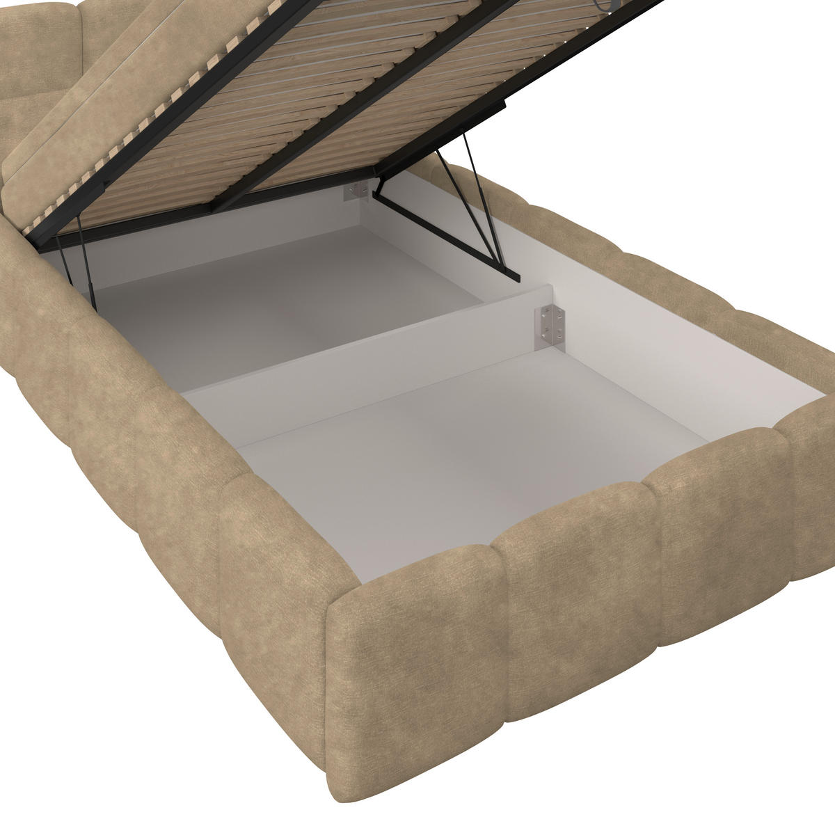 POLSTERBETT 140/200 cm,  in Braun, Matratze, Bettkasten, H3 = fest  - Schwarz/Braun, Trend, Kunststoff/Textil (140/200cm)