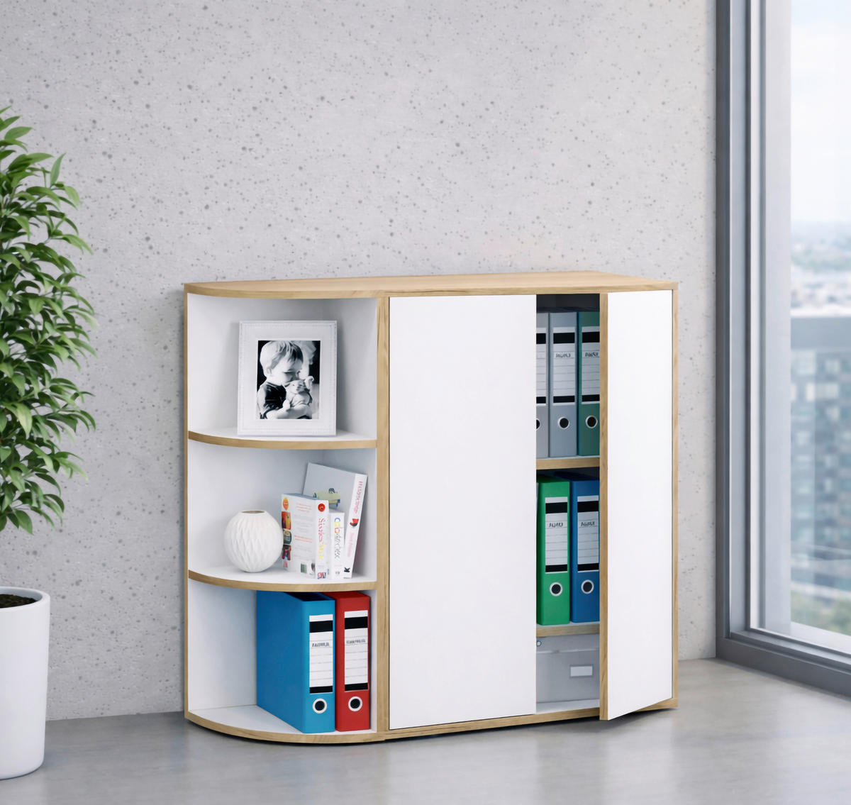 Etajeră De Colț 33/100/33 cm, alb, stejar miere,  - stejar miere/alb, Design, plastic/material pe bază de lemn (33/100/33cm) - Livetastic