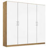 DREHTÜRENSCHRANK in Eiche Artisan, Weiss Hochglanz  - Weiss Hochglanz/Chromfarben, Modern, Holzwerkstoff/Kunststoff (181/197/54cm) - Rauch Möbel