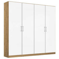 DREHTÜRENSCHRANK 181/197/54 cm 4-türig Eiche Artisan, Weiß Hochglanz  - Chromfarben/Weiß Hochglanz, MODERN, Holzwerkstoff/Kunststoff (181/197/54cm) - Rauch Möbel