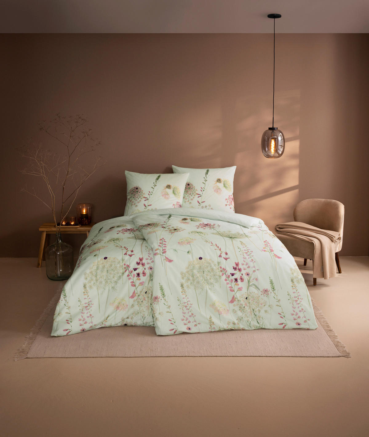 BETTWÄSCHE 2-teilig Impulse Flanell 155/220 cm  - Mintgrün, Design, Textil (155/220cm) - Estella