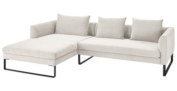 ECKSOFA  in Feincord Weiß  178/284 cm  - Schwarz/Weiß, KONVENTIONELL, Textil/Metall (178/284cm) - Hom`in