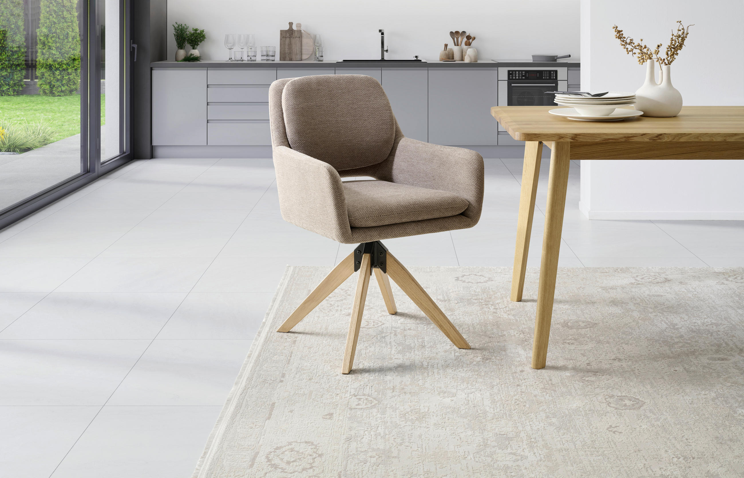 ARMLEHNSTUHL  in Eisen Webstoff  - Braun/Naturfarben, KONVENTIONELL, Holz/Textil (59/89/65cm) - Livetastic