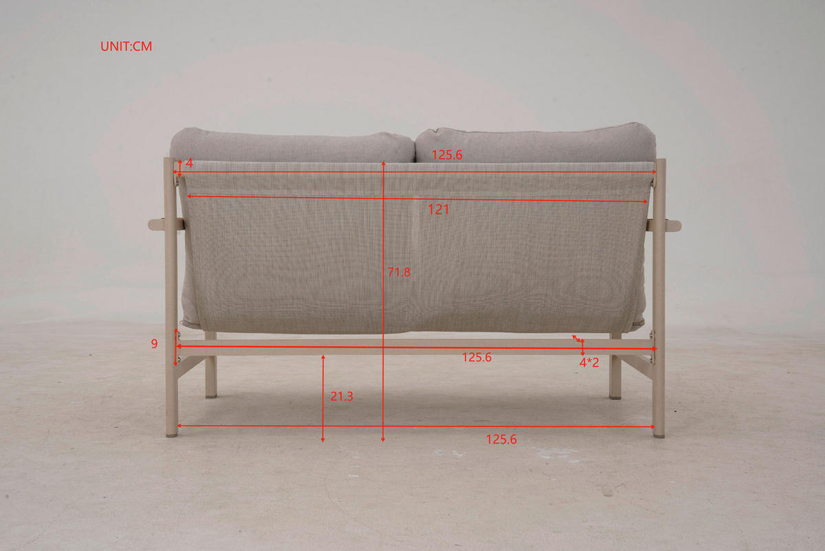 GARTENSET 4-teilig Webstoff Aluminium ,[ ]}4-teilig  - Beige/Hellgrau, Design, Glas/Textil - Ambia Garden