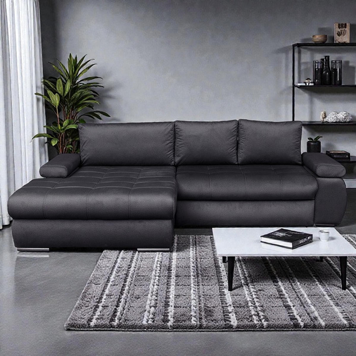 Colțar, antracit - antracit, Design (177/90/295cm) - Carryhome