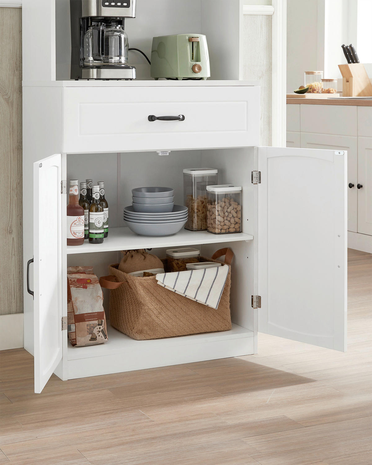 BUFFET 73/179,8/41,5 cm  in Weiß  - Schwarz/Weiß, Trend, Holzwerkstoff/Metall (73/179,8/41,5cm) - Boxxx