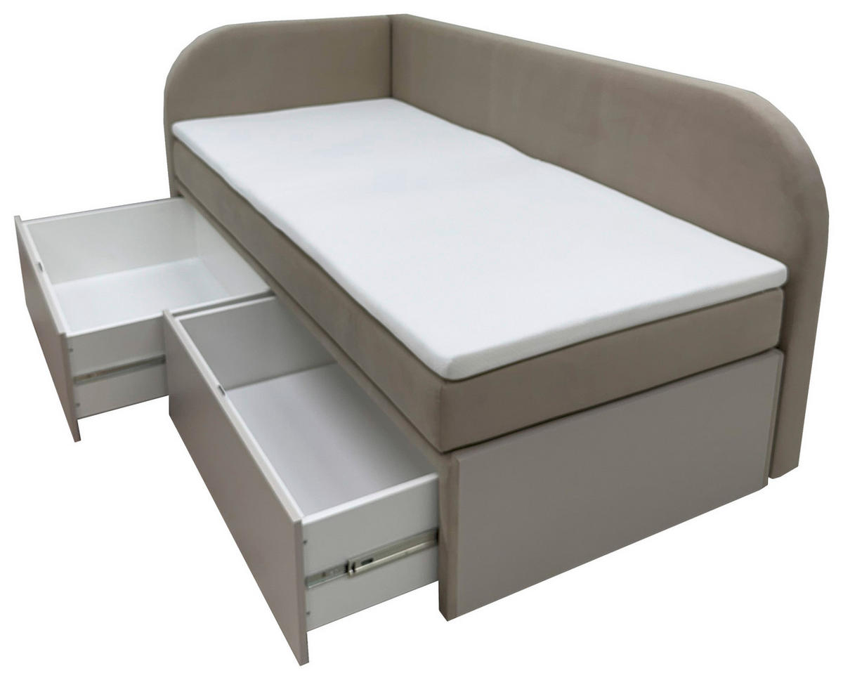 POLSTERBETT Matratze, Bettschubladen 90/200 cm  in Graphitfarben  - Graphitfarben, MODERN, Textil (90/200cm) - Livetastic