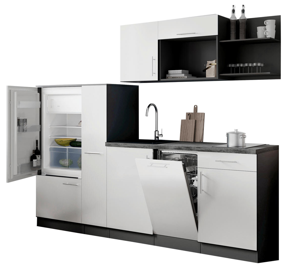 KÜCHENBLOCK Oliver 235 cm  in Weiß  - Weiß/Grau, Trend, Holzwerkstoff/Metall (235cm) - Respekta