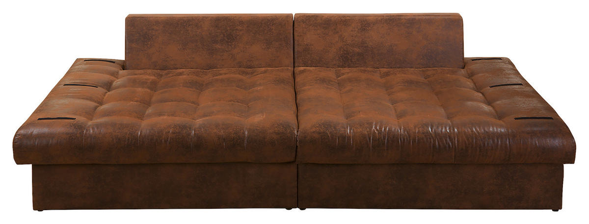 BIGSOFA in Lederlook (vegan) Braun  - Schwarz/Braun, Design, Kunststoff/Textil (284/94/148cm) - Livetastic