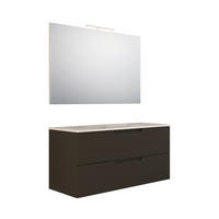 BADEZIMMER 3-teilig  in  - Weiß Hochglanz/Bronzefarben, Trend, Keramik/Holzwerkstoff (100/138/46cm) - Belluti