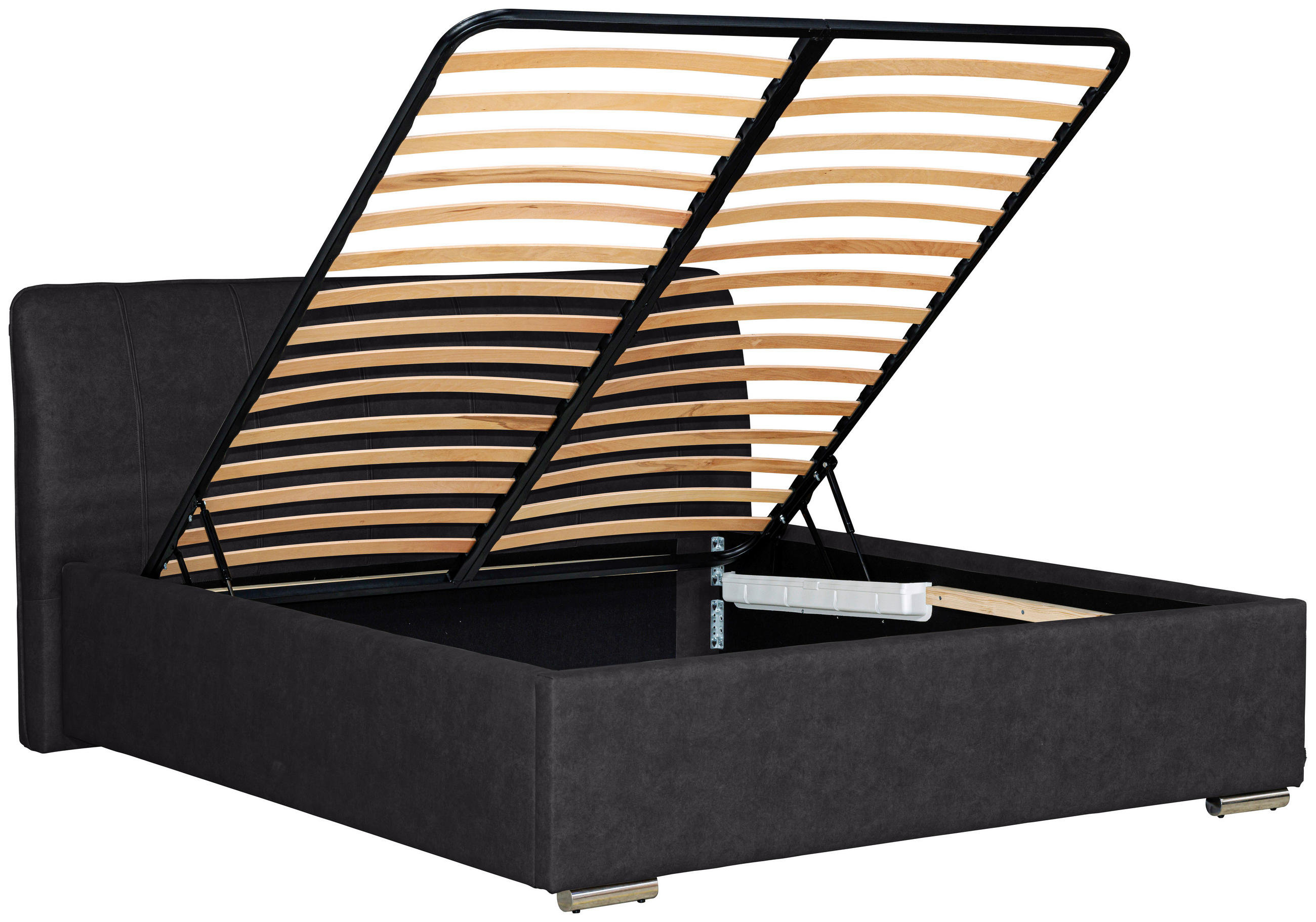 POLSTERBETT 160/200 cm  in Schwarz  - Chromfarben/Schwarz, Basics, Holz/Textil (160/200cm) - Boxxx
