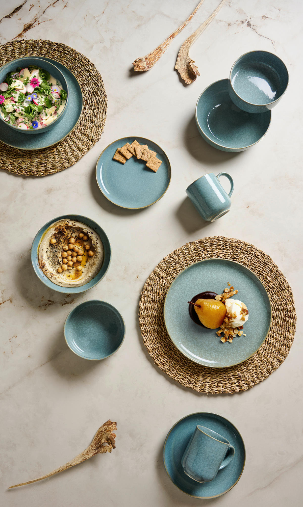 KOMBISERVICE Blau Marbella 20-teilig 4 Personen  - Blau, Trend, Keramik - Novel