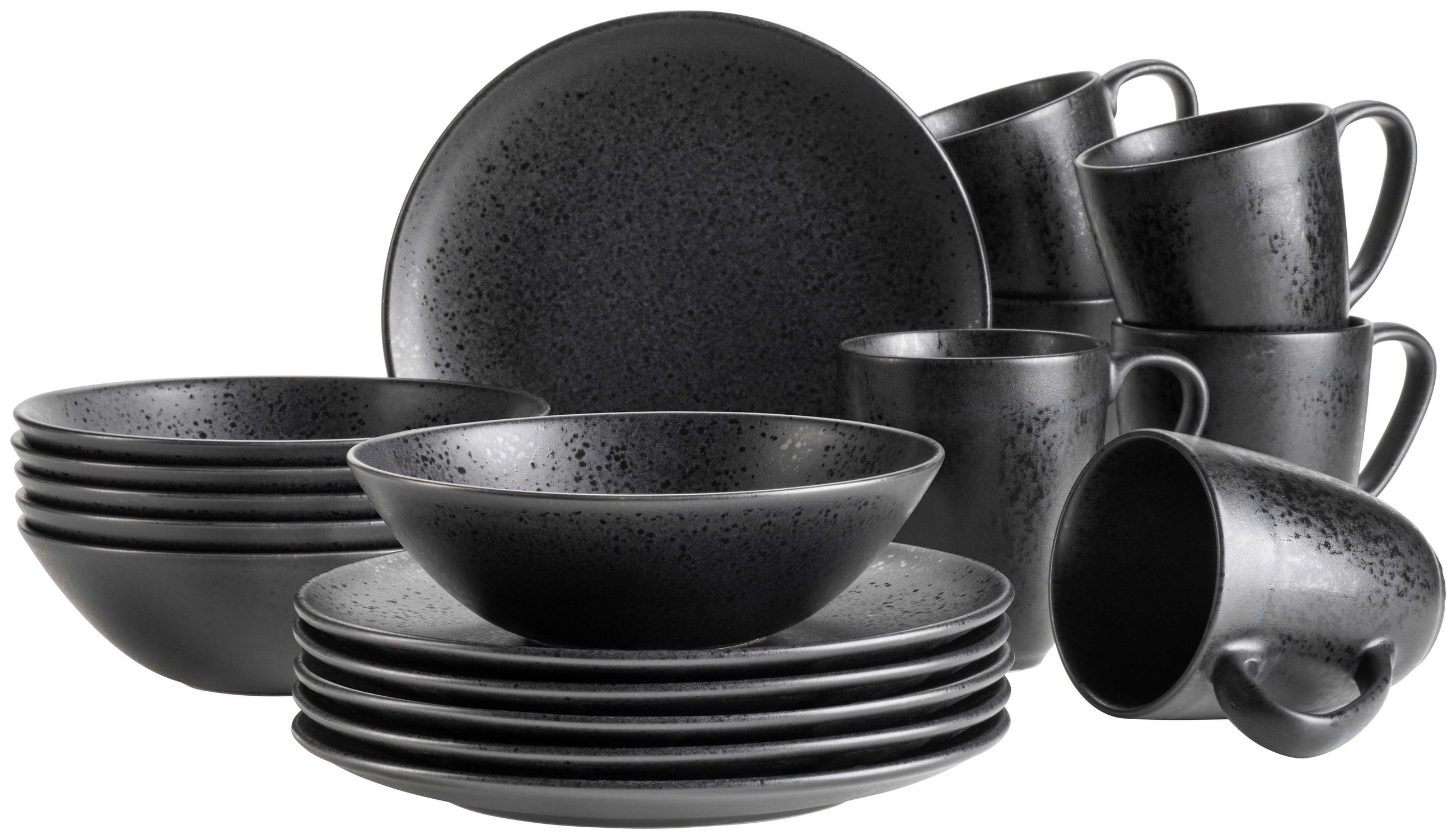 FRÜHSTÜCKSSET Schwarz Essential  - Schwarz, Trend, Keramik - Mäser