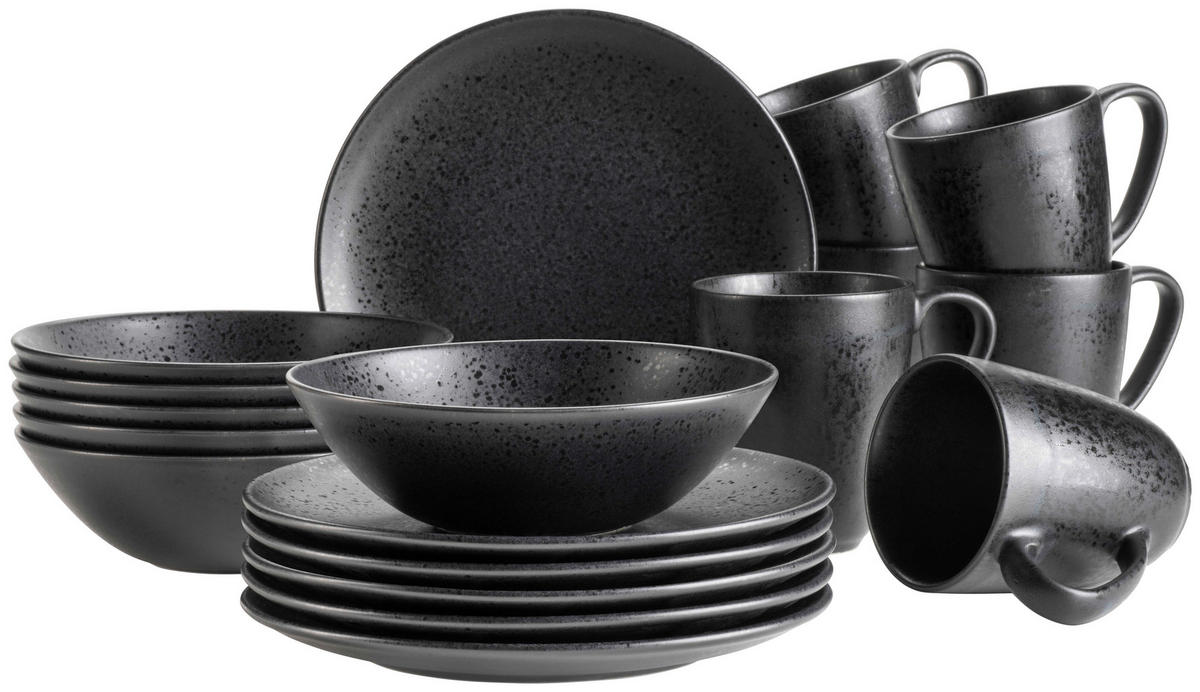 FRÜHSTÜCKSSET Essential  - Schwarz, Trend, Keramik - Mäser