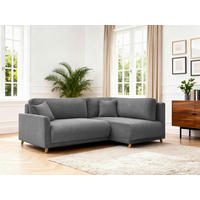 ECKSOFA MILOS Grau Cord Rückenkissen, Bettkasten, Schlaffunktion, Rücken echt  - Naturfarben/Grau, Design, Textil (224/148cm) - P & B
