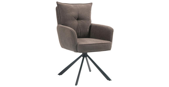 ARMLEHNSTUHL in Eisen Cord - Dunkelbraun/Schwarz, Design, Textil/Metall (60/95/67cm) - Novel