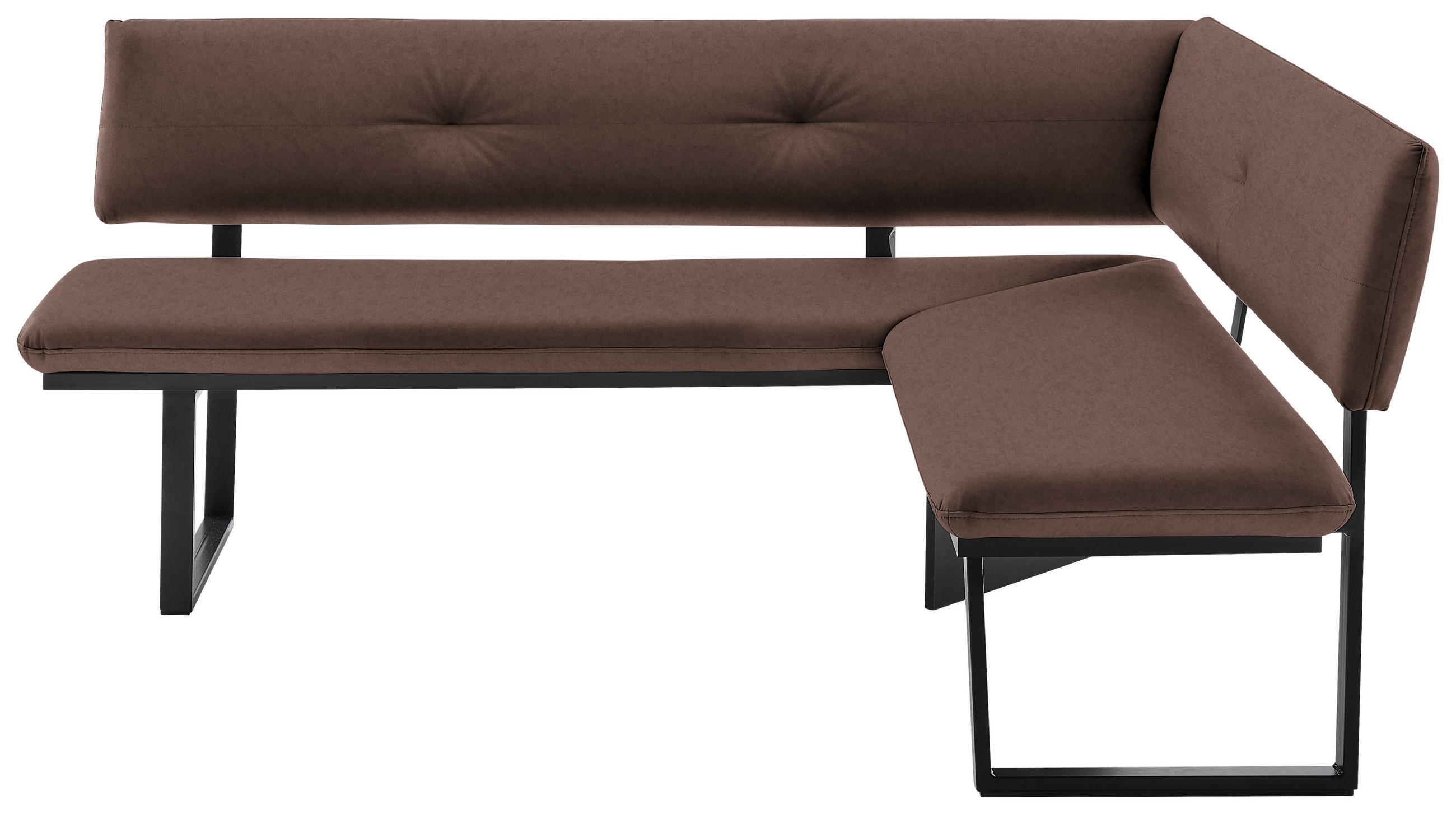 ECKBANK Metall, Textil Schwarz, Hellbraun  - Hellbraun/Schwarz, Modern, Textil/Metall (180/140cm) - Cantus