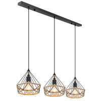 HÄNGELEUCHTE 100/25/120 cm    - Schwarz/Braun, Basics, Naturmaterialien/Metall (100/25/120cm) - Globo