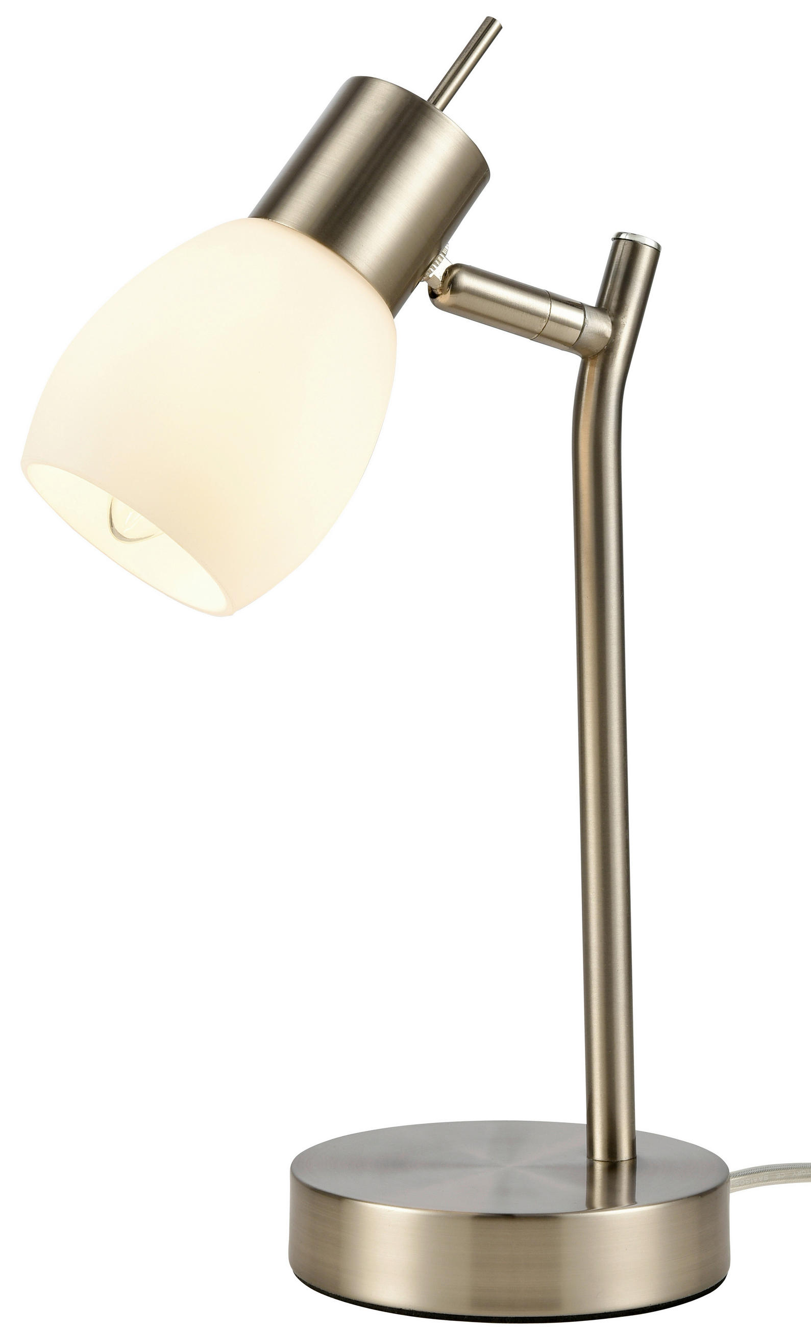 STOLNÍ LAMPA, E14, 34,5 cm - bílá/barvy niklu, Konvenční, kov/sklo (34,5cm) - Novel