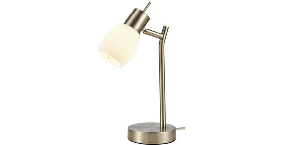 TISCHLEUCHTE - Weiß/Nickelfarben, KONVENTIONELL, Glas/Metall (34,5cm) - Novel