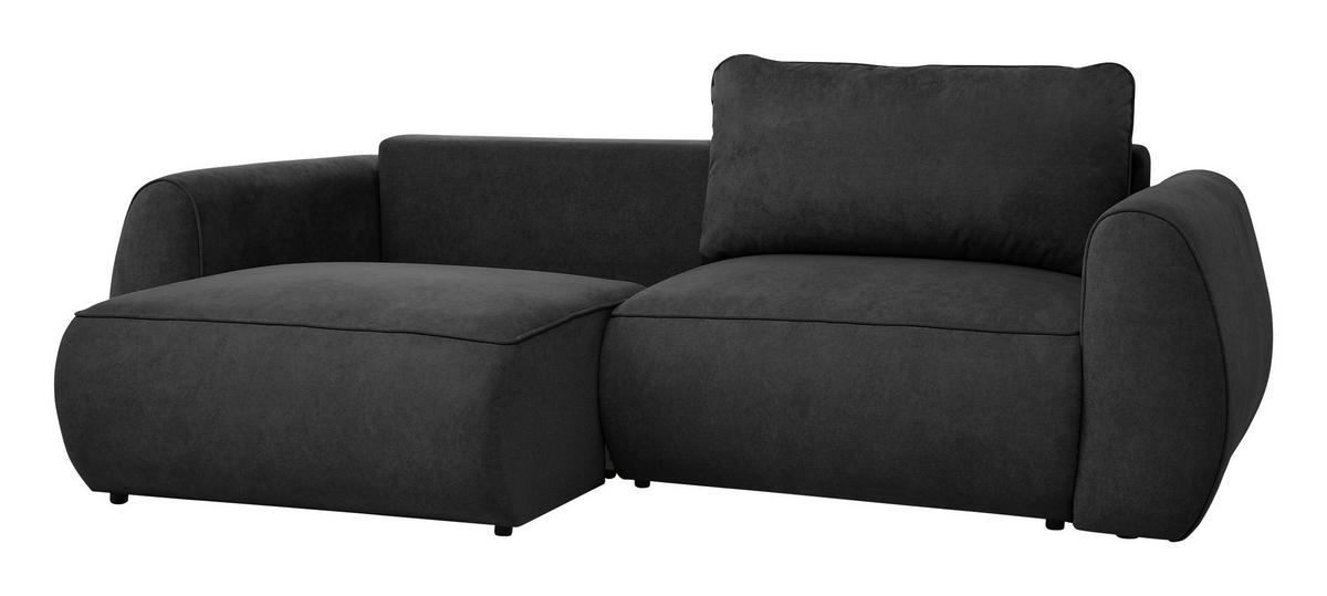 SCHLAFSOFA Chenille Graphitfarben  inkl. Zierkissen, Rückenkissen, Bettkasten, Schlaffunktion, Rücken echt, Liegefläche im Originalstoff  - Schwarz/Graphitfarben, KONVENTIONELL, Kunststoff/Textil (257/96/110cm) - Milino