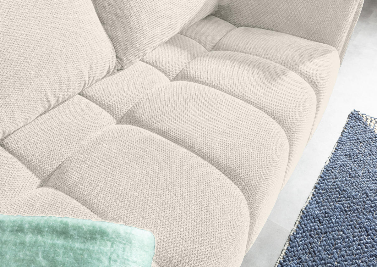 SCHLAFSOFA Plüsch Creme  inkl. Zierkissen, Rückenkissen, Bettkasten, Schlaffunktion, Rücken echt, Liegefläche im Originalstoff  - Creme/Schwarz, KONVENTIONELL, Kunststoff/Textil (200/73/105cm) - Carryhome