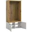 GARDEROBE  in 216/200/47 cm  - Weiß/Eiche Artisan, MODERN, Glas/Holzwerkstoff (216/200/47cm) - Voleo