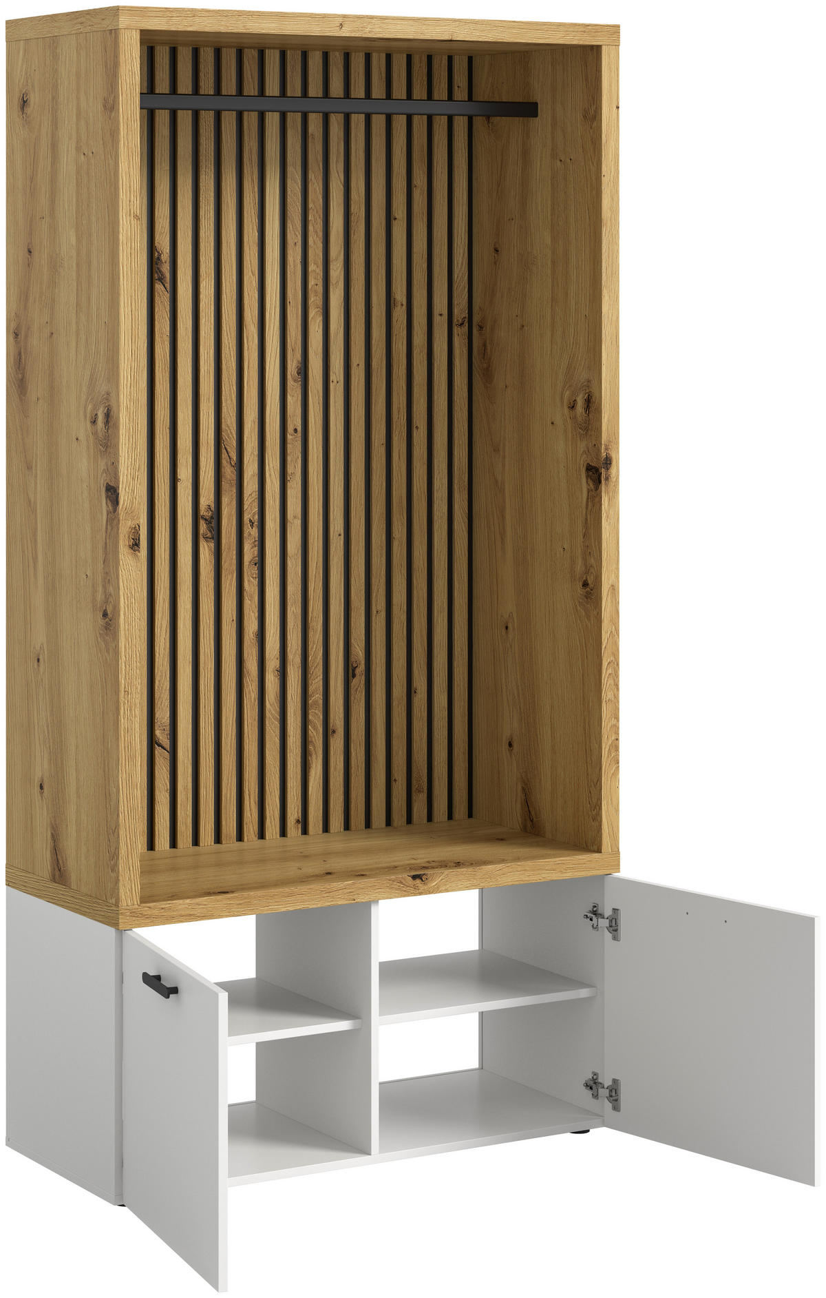 GARDEROBE  in 216/200/47 cm  - Weiß/Eiche Artisan, MODERN, Glas/Holzwerkstoff (216/200/47cm) - Voleo