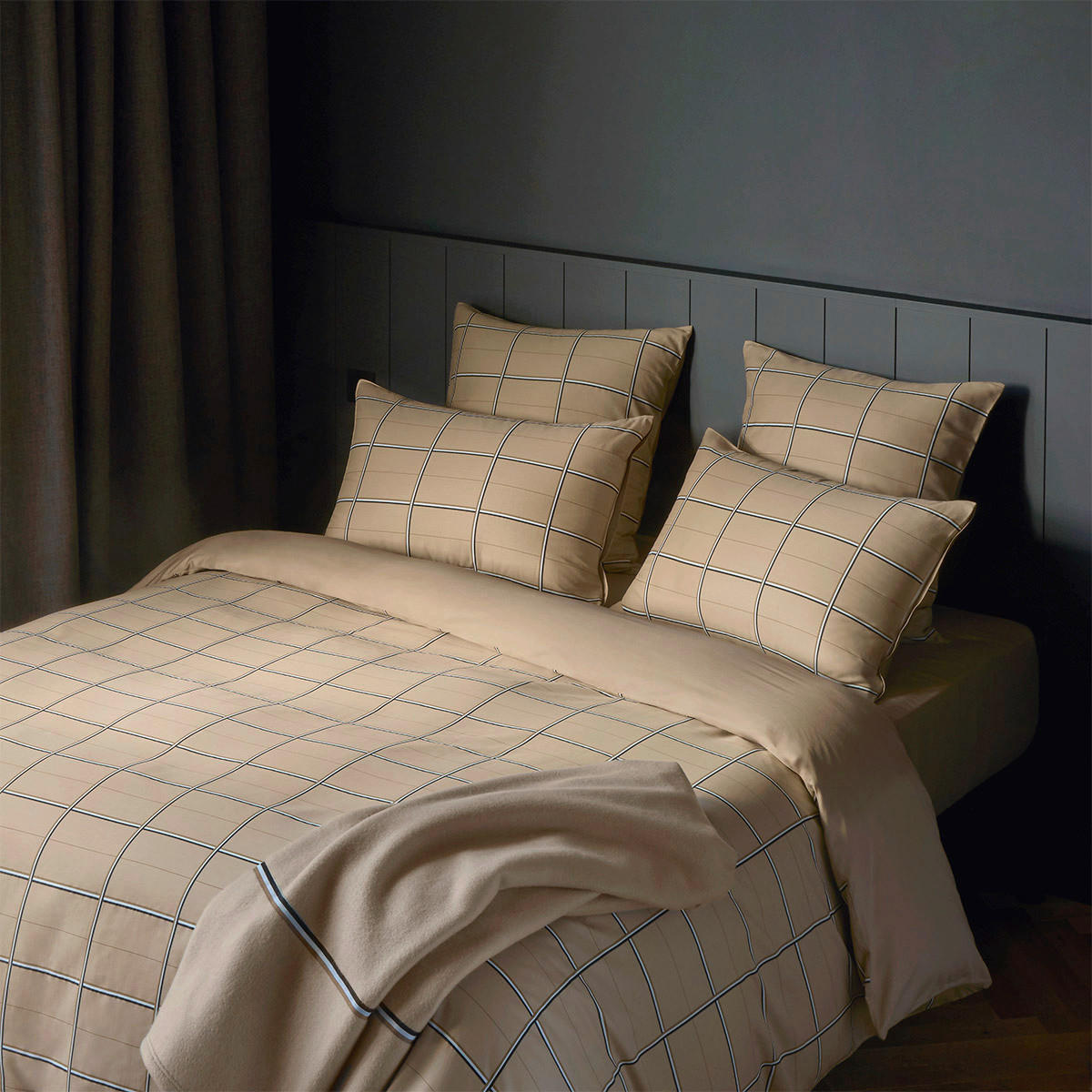 BETTWÄSCHESET Boss Check 160/210 cm  65 cm/100 cm  - Beigebraun, Design, Textil (160/210cm) - Hugo Boss