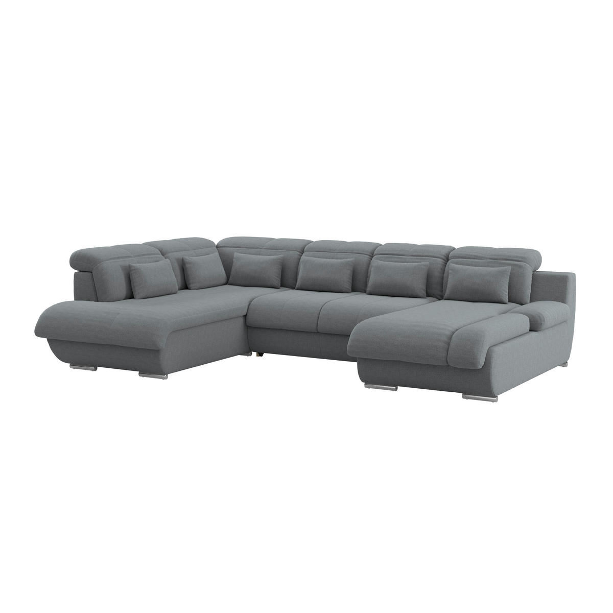 WOHNLANDSCHAFT MULTI Anthrazit Chenille  - Chromfarben/Anthrazit, MODERN, Textil/Metall (228/345/184cm) - Livetastic