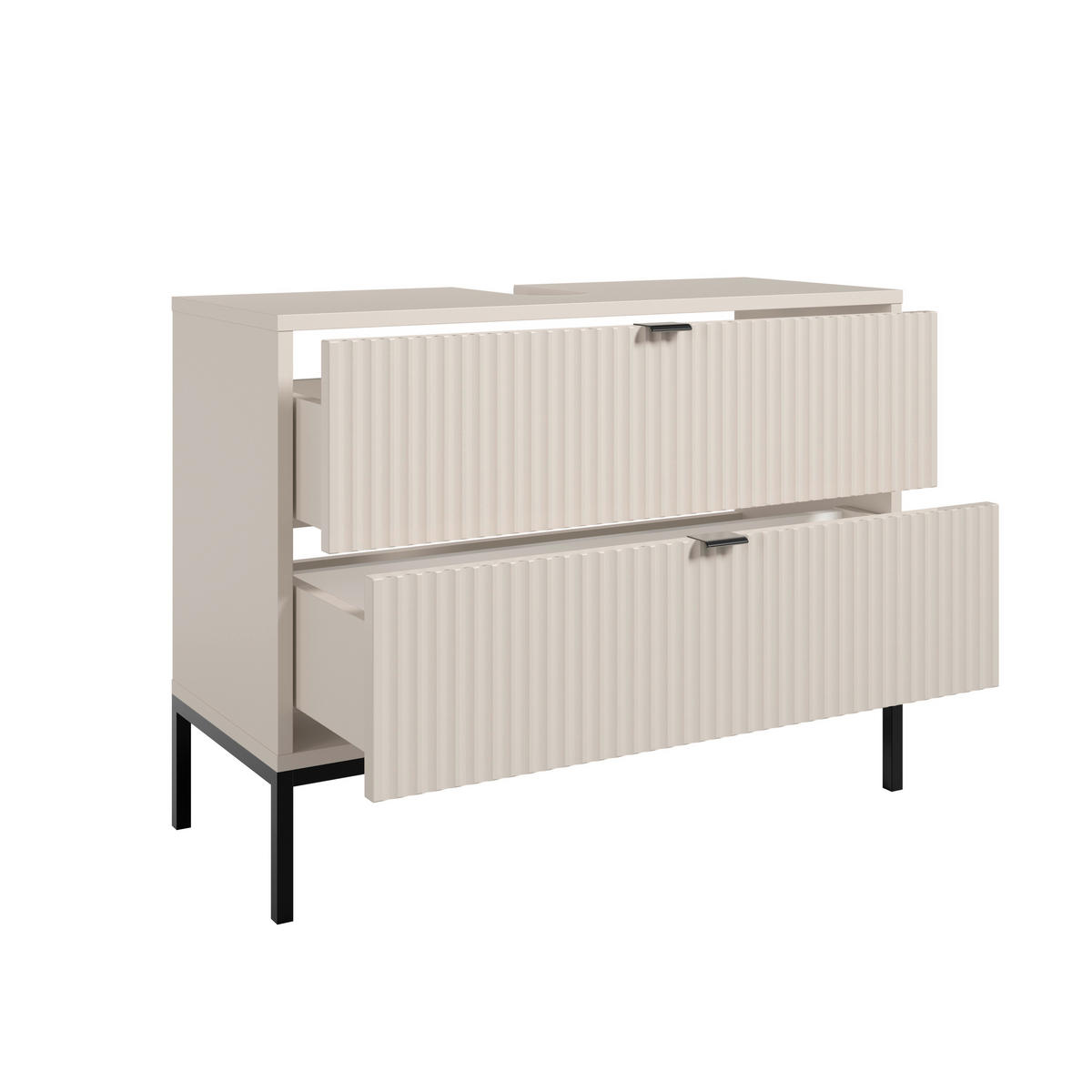 WASCHBECKENUNTERSCHRANK  - Kaschmir/Schwarz, MODERN, Holzwerkstoff/Metall (80cm) - MID.YOU