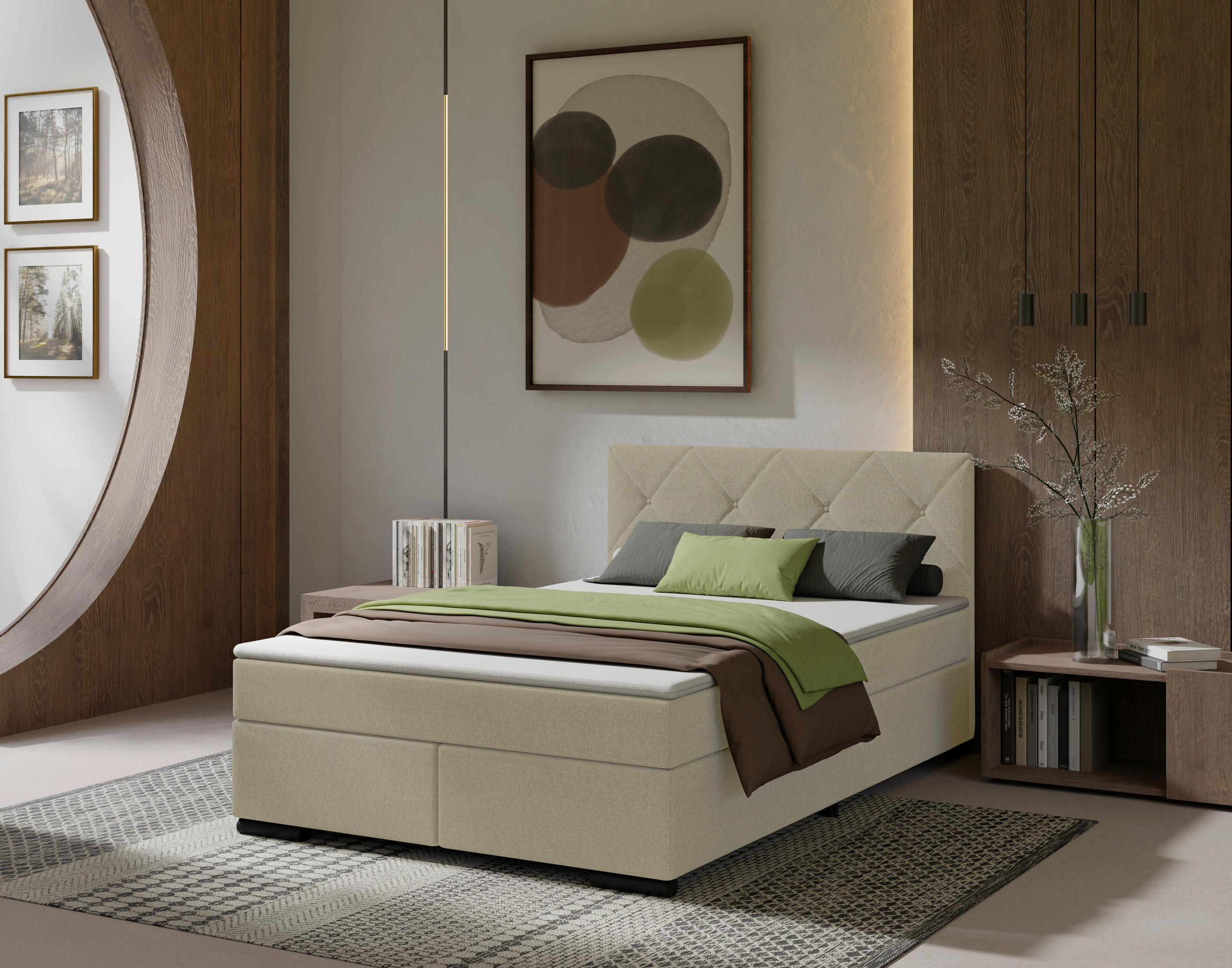 P & B Boxspringbett Beige 140x200 cm