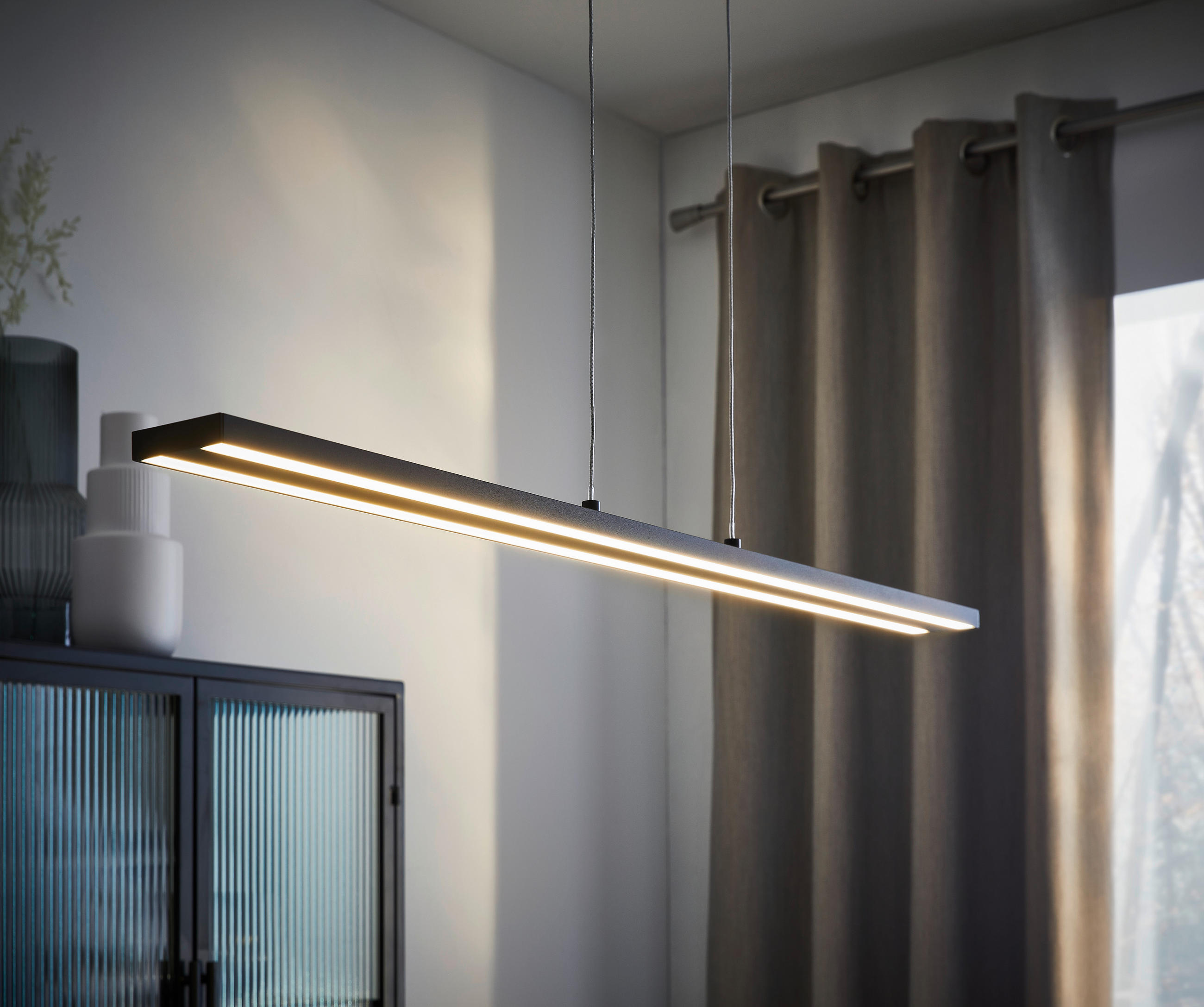 LUSTRĂ LED 101/8/120 cm  - negru, Trend, plastic/metal (101/8/120cm) - Novel