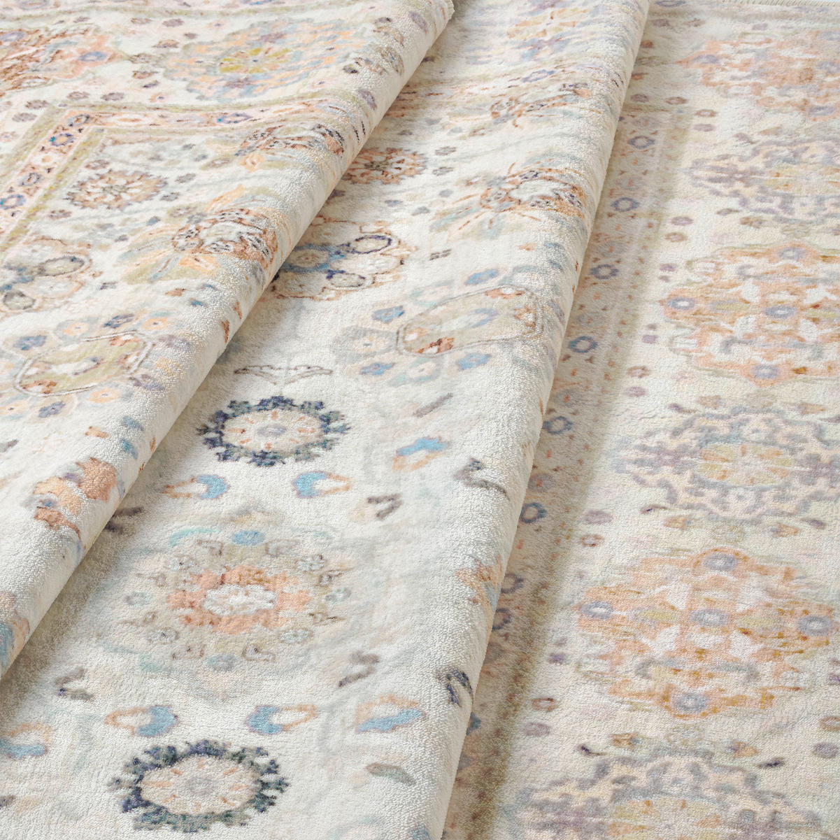 VINTAGE-TEPPICH 200 cm Living Jane Hellrosa, Perlmutt, Pastellblau rund  - Pastellblau/Hellrosa, LIFESTYLE, Kunststoff/Textil (200cm) - Lindorug