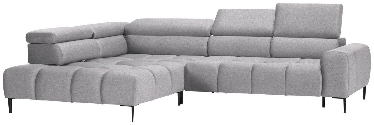 ECKSOFA in Webstoff Hellgrau  - Hellgrau/Schwarz, Design, Textil/Metall (216/300cm) - Welnova